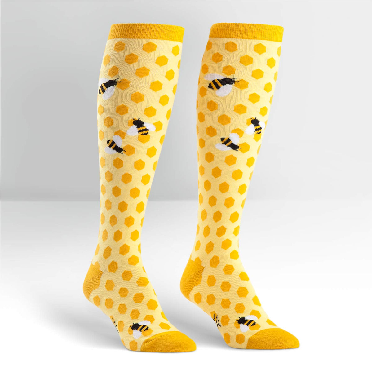 Bee's Knees knee high socks – flat lay product view