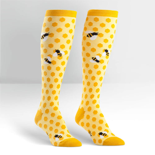 Bee's Knees knee high socks – flat lay product view