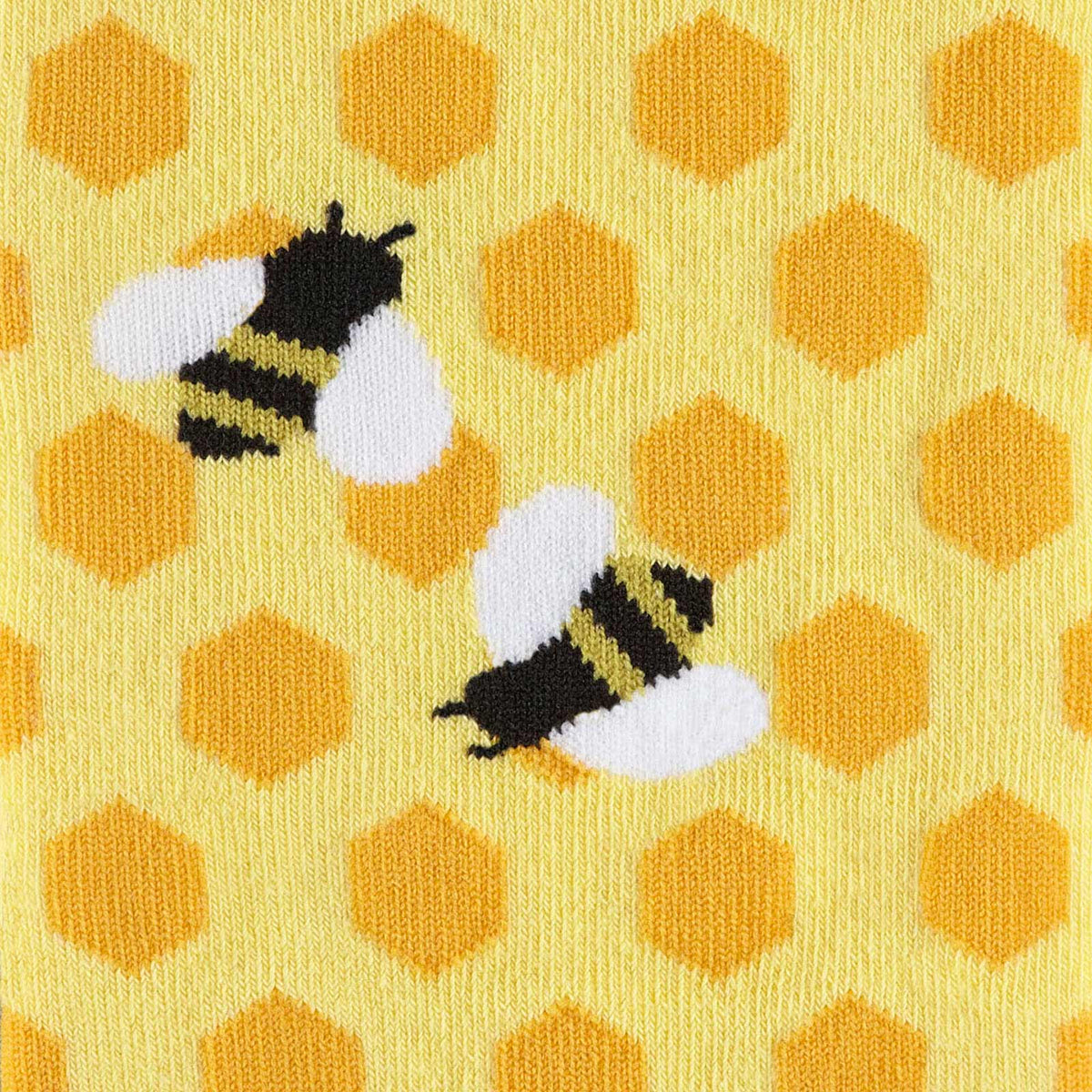 Bee's Knees knee high socks – close-up detail of bee pattern