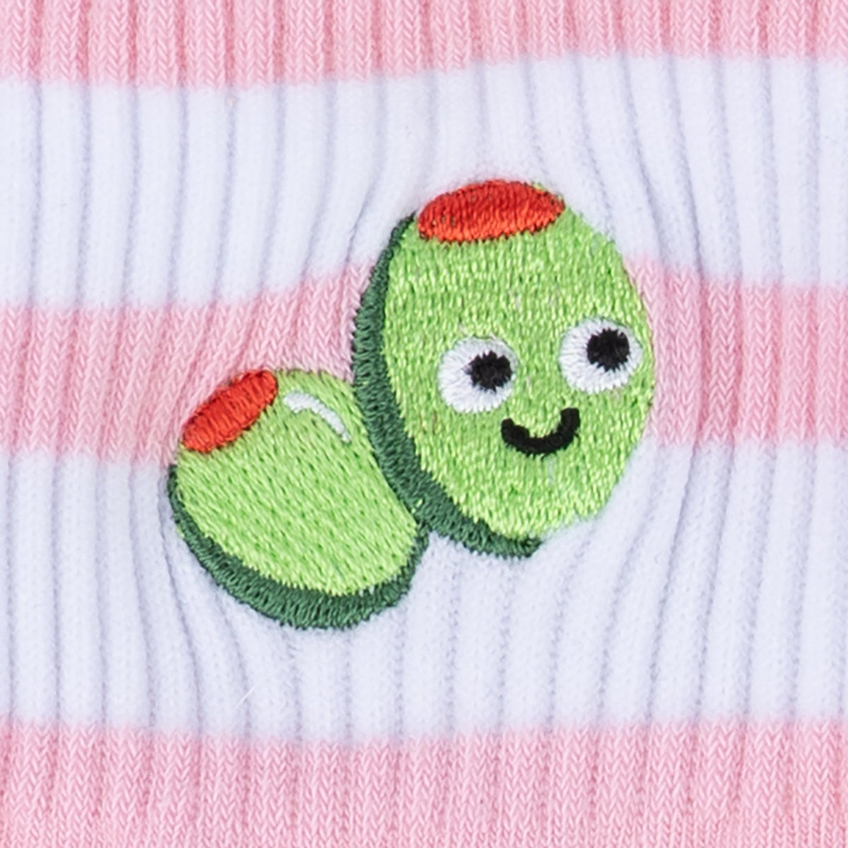 Olive You! quarter socks – close-up detail of olive print