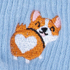 Corgi Love quarter socks – close-up detail of corgi print