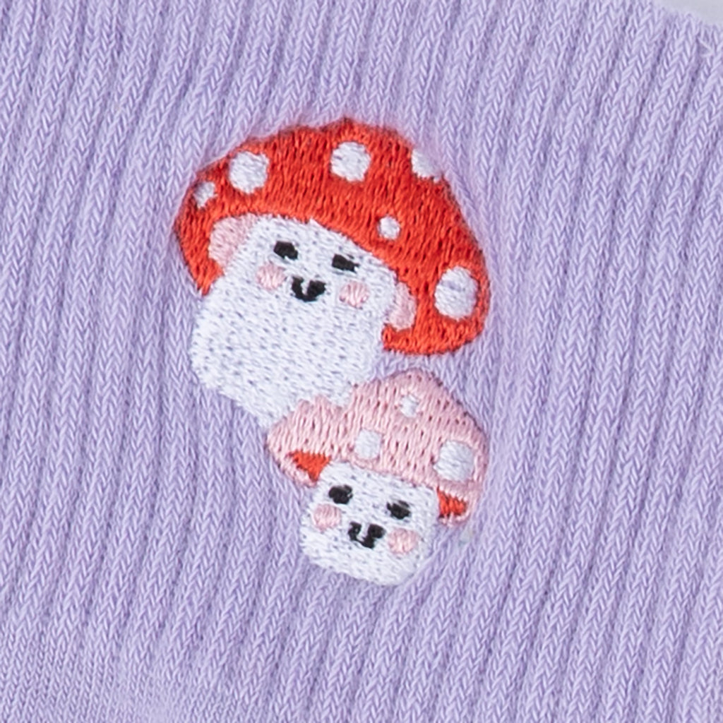 So Mush Shroom quarter socks – close-up detail of mushroom pattern