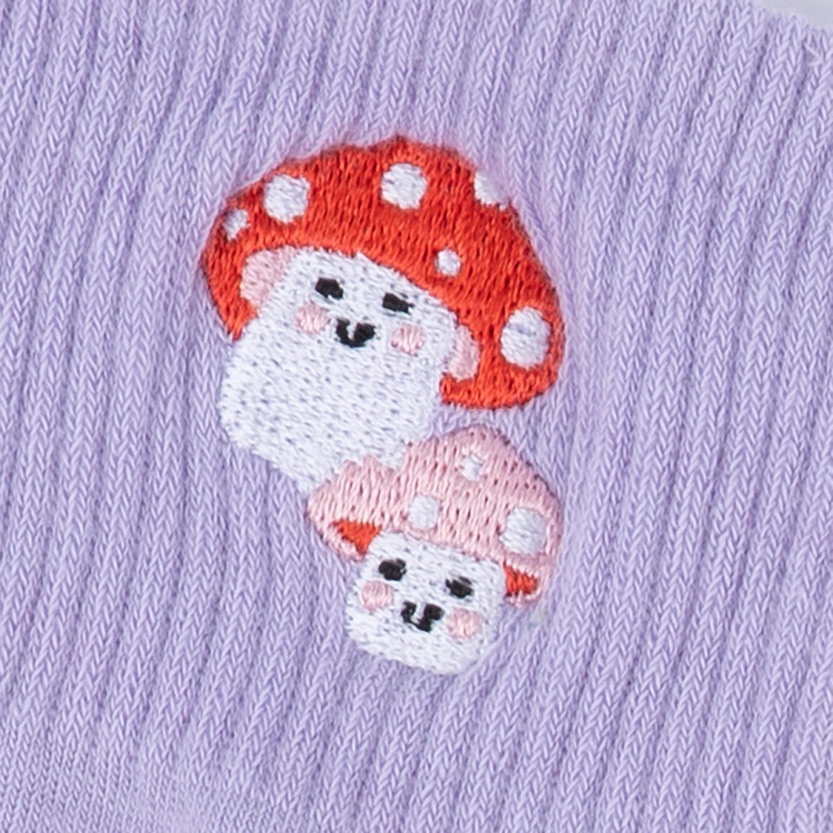 So Mush Shroom quarter socks – close-up detail of mushroom pattern