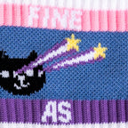 Feline Fine as Hell ribbed crew socks – close-up detail of cat print