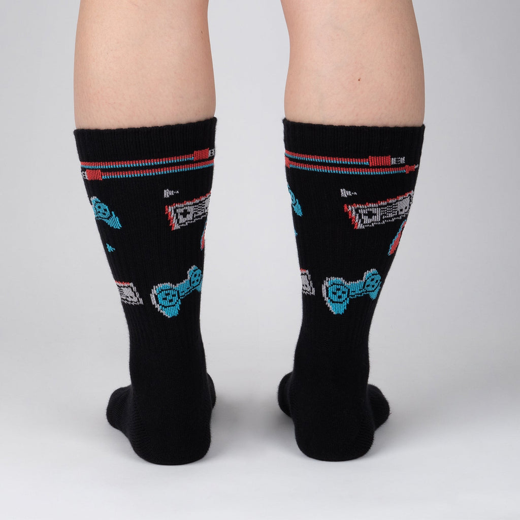 Press Play ribbed crew socks – model back view