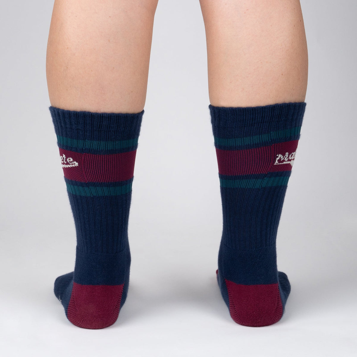 Mathlete ribbed crew socks – model back view