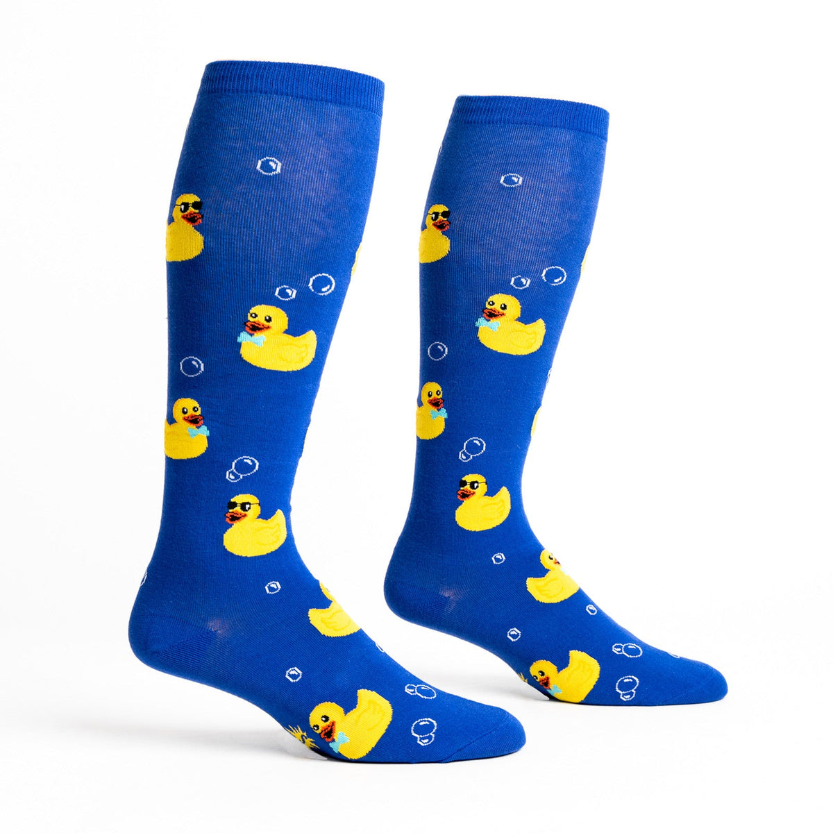 Rubber Duckie knee high socks – leg form display