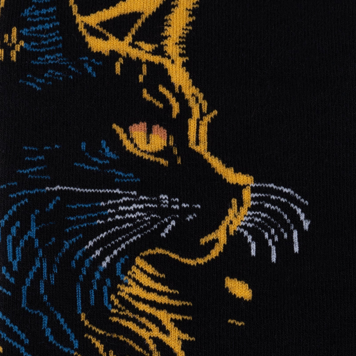 Night Cat knee high socks – close-up detail of cat print